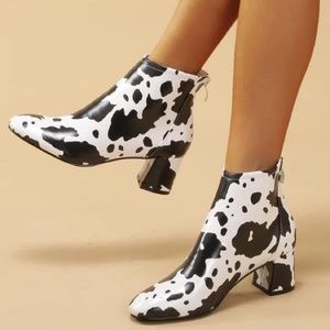 Worn once, Cow print booties